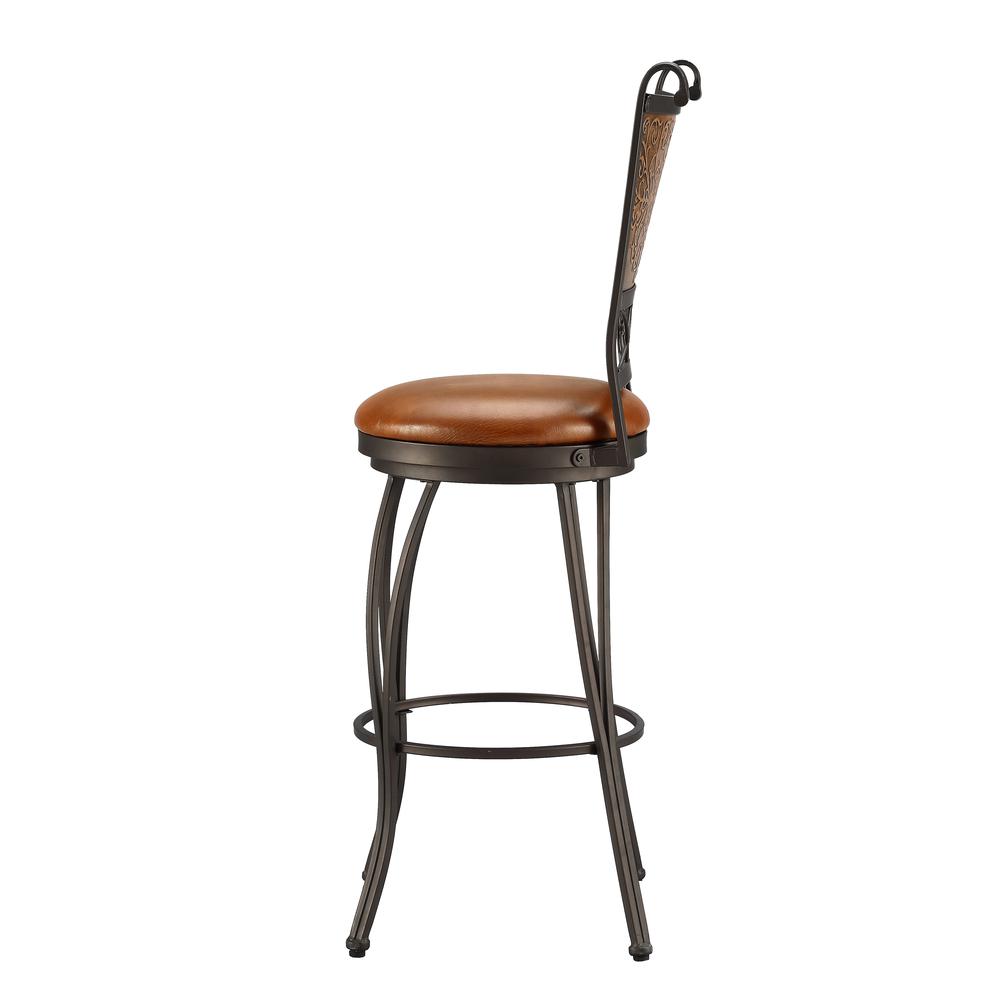 Bronze with Muted Copper Stamped Back Bar Stool, 30" Seat Height. Picture 5