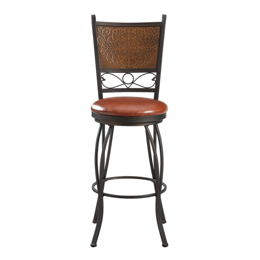 Bronze with Muted Copper Stamped Back Bar Stool, 30" Seat Height. Picture 7