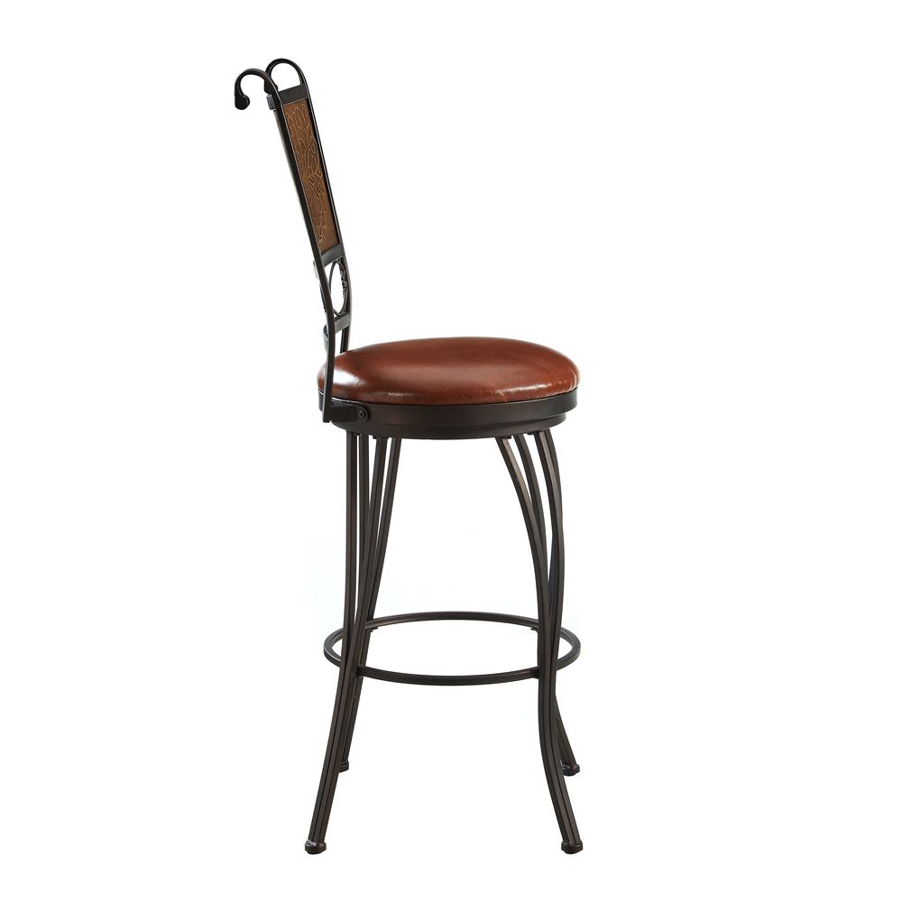 Bronze with Muted Copper Stamped Back Bar Stool, 30" Seat Height. Picture 8