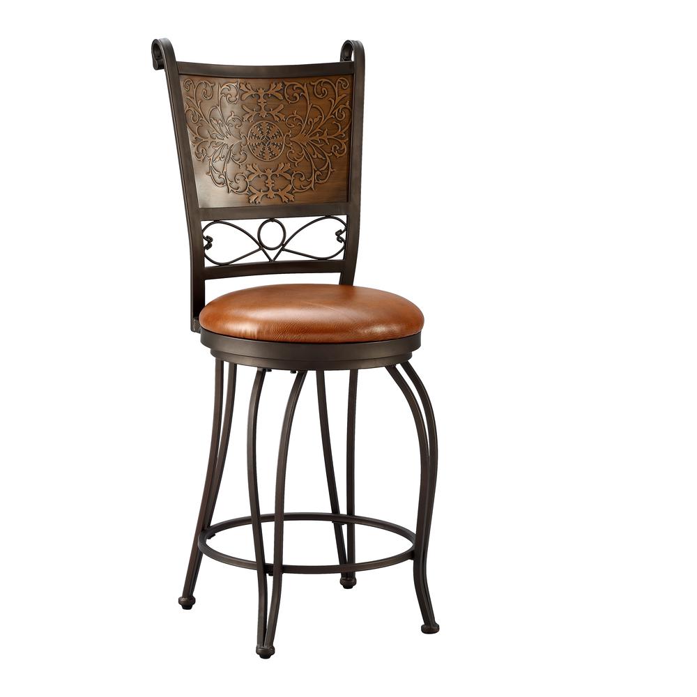 Bronze with Muted Copper Stamped Back Counter Stool. The main picture.