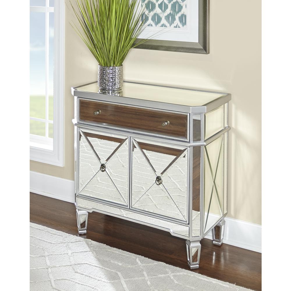 Mirrored 1-Drawer, 2-Door Console. Picture 13