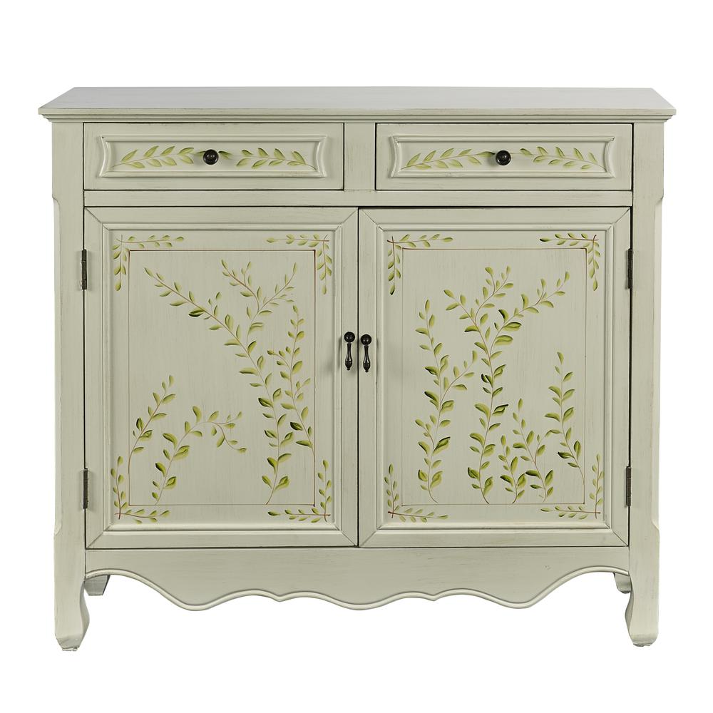 White Hand Painted 2-Door Console. Picture 4