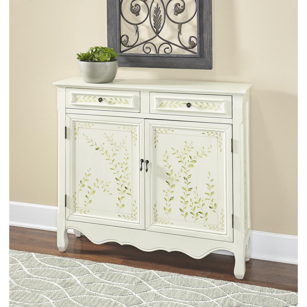 White Hand Painted 2-Door Console. Picture 5