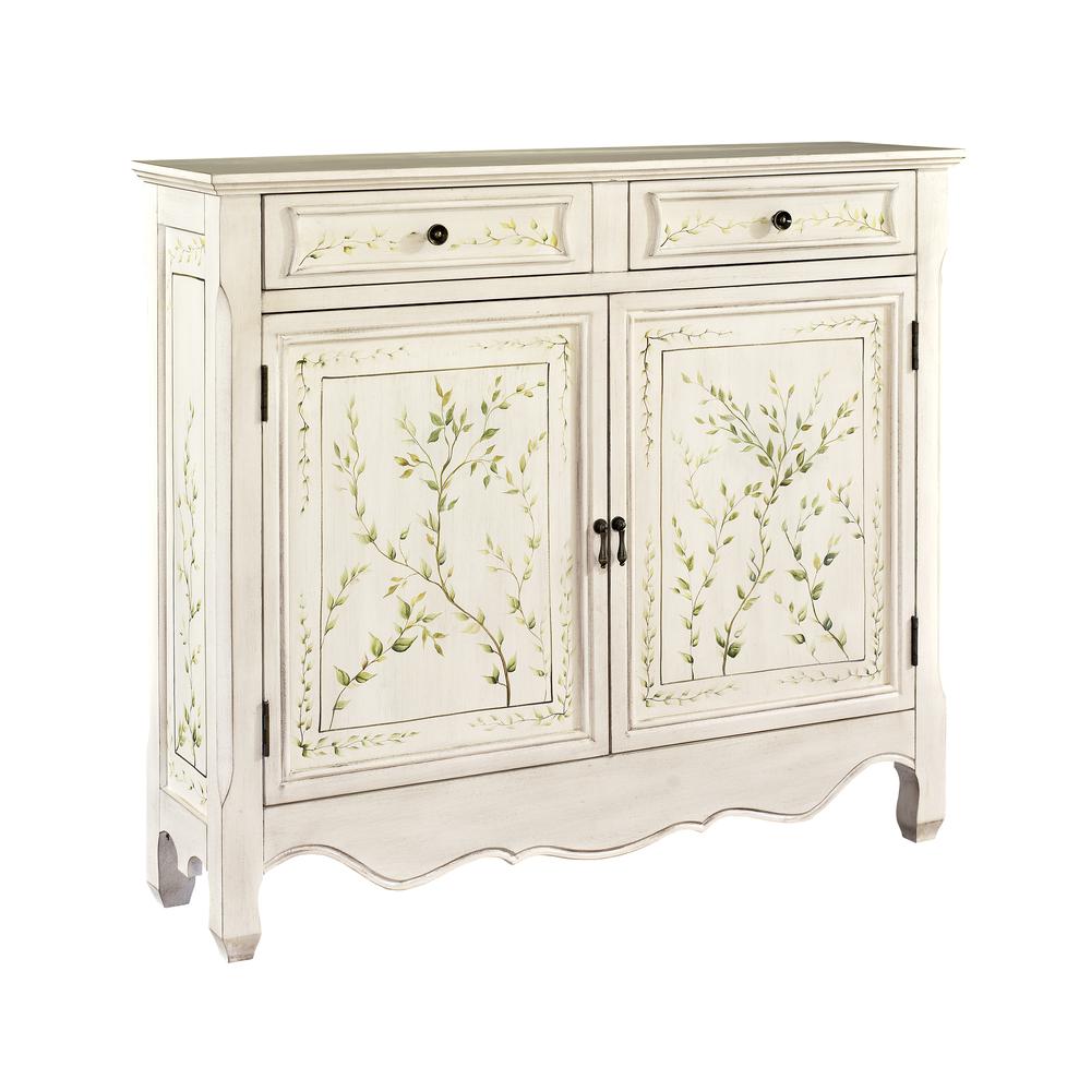 White Hand Painted 2-Door Console. Picture 1