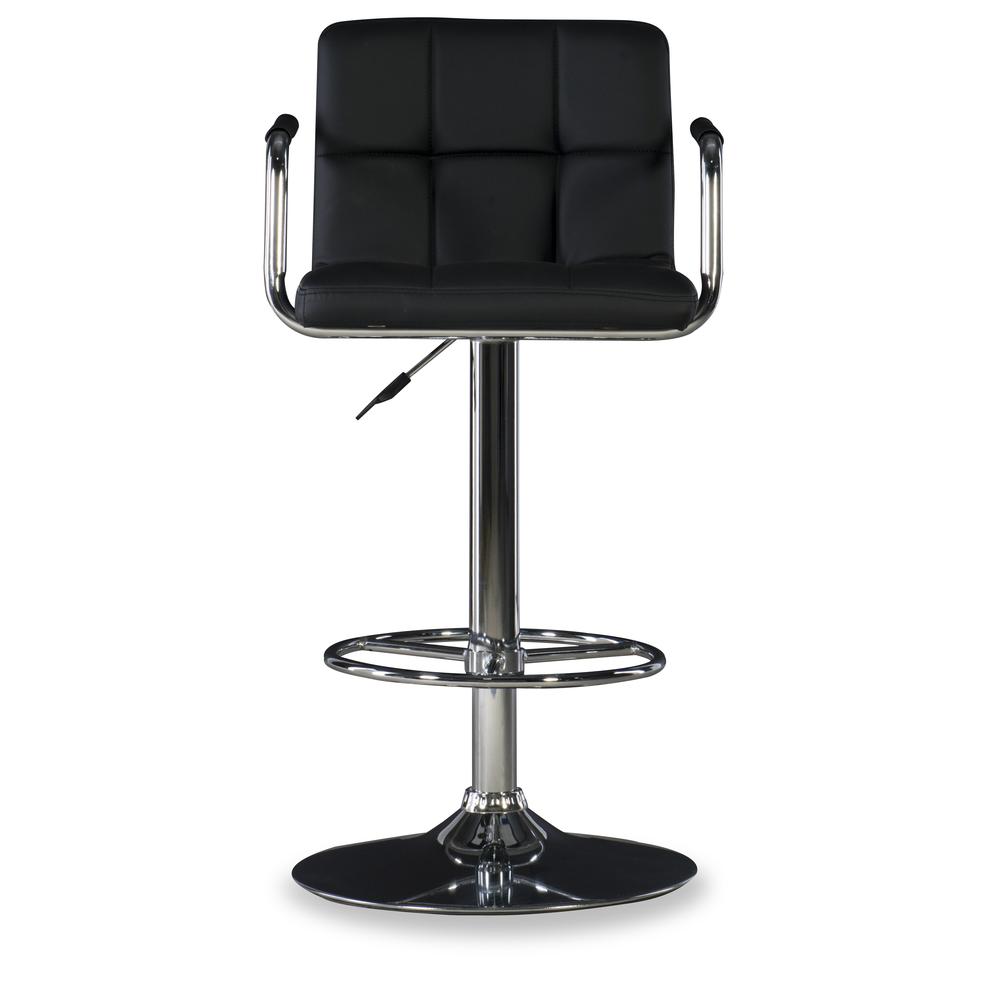 Black and Chrome Quilted Barstool. Picture 8