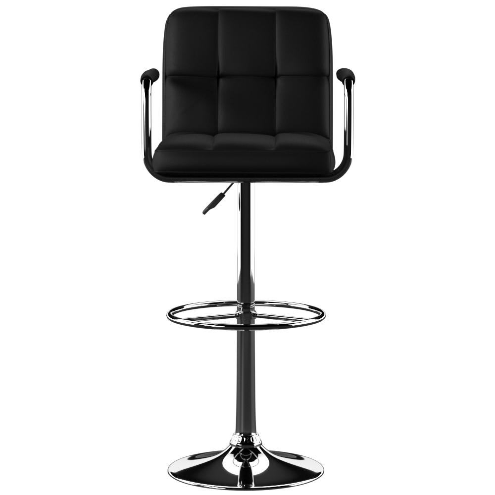 Black and Chrome Quilted Barstool. Picture 4