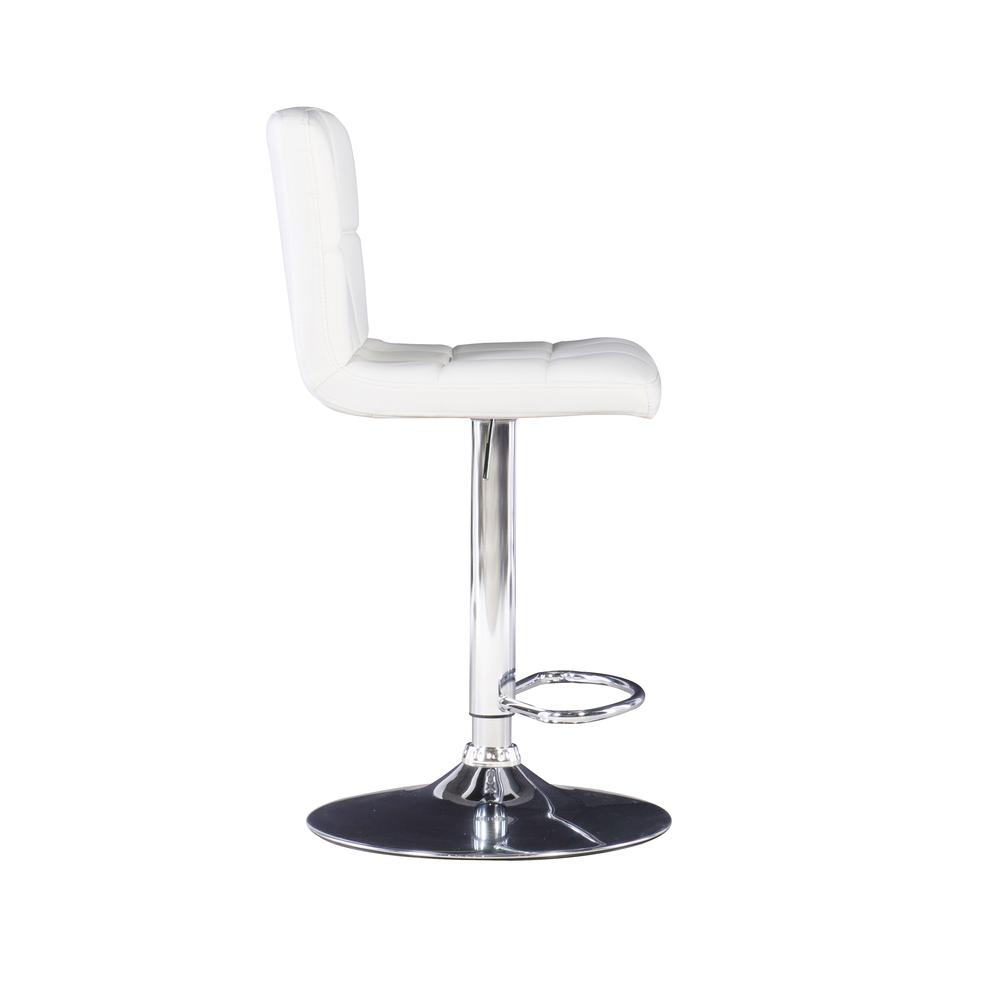 White Quilted Faux Leather & Chrome Adjustable Height Bar Stool. Picture 7
