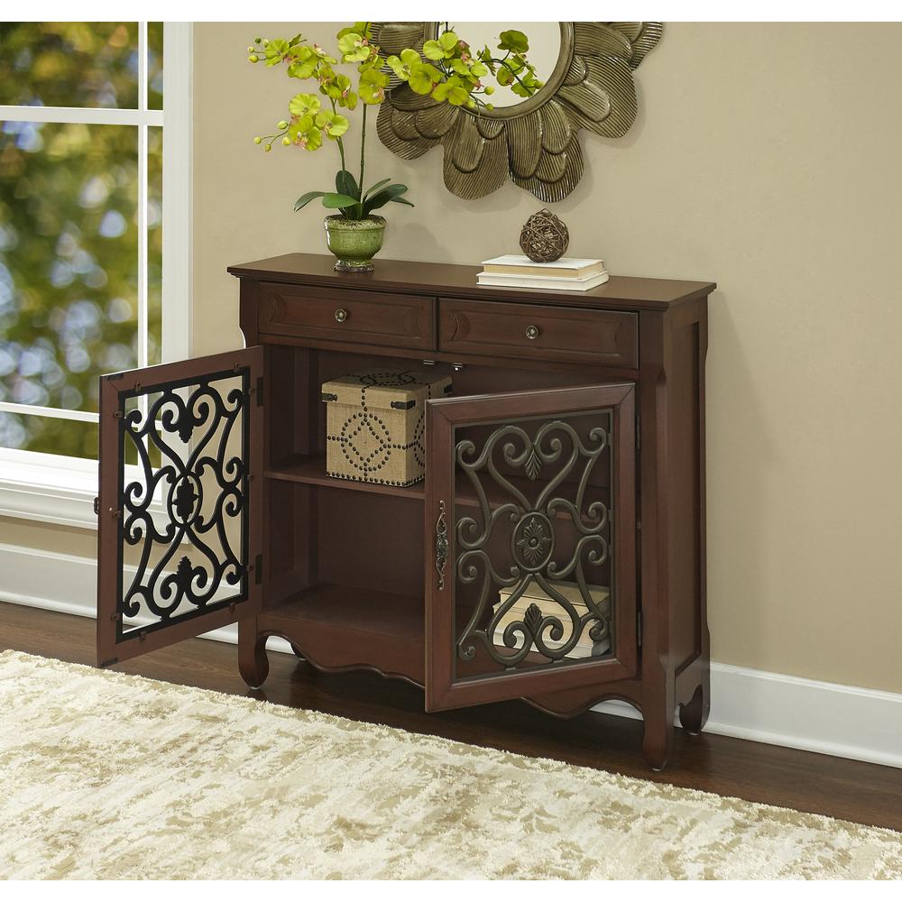 Light Cherry 2-Door, 2-Drawer Scroll Console. Picture 11