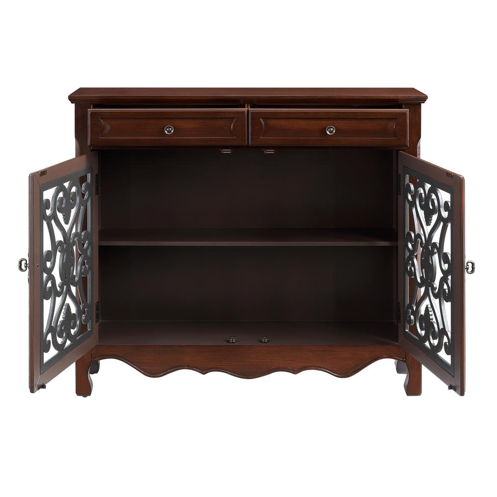 Light Cherry 2-Door, 2-Drawer Scroll Console. Picture 9