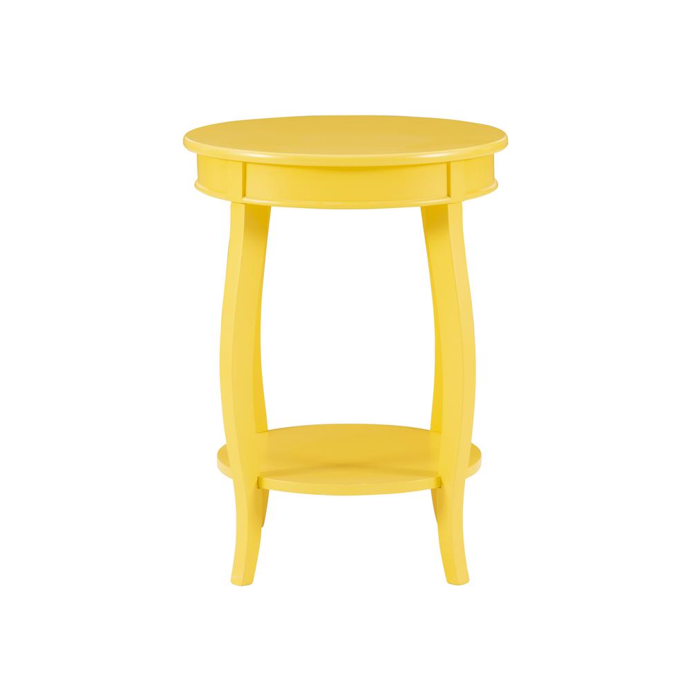 Yellow Round Table with Shelf. Picture 1