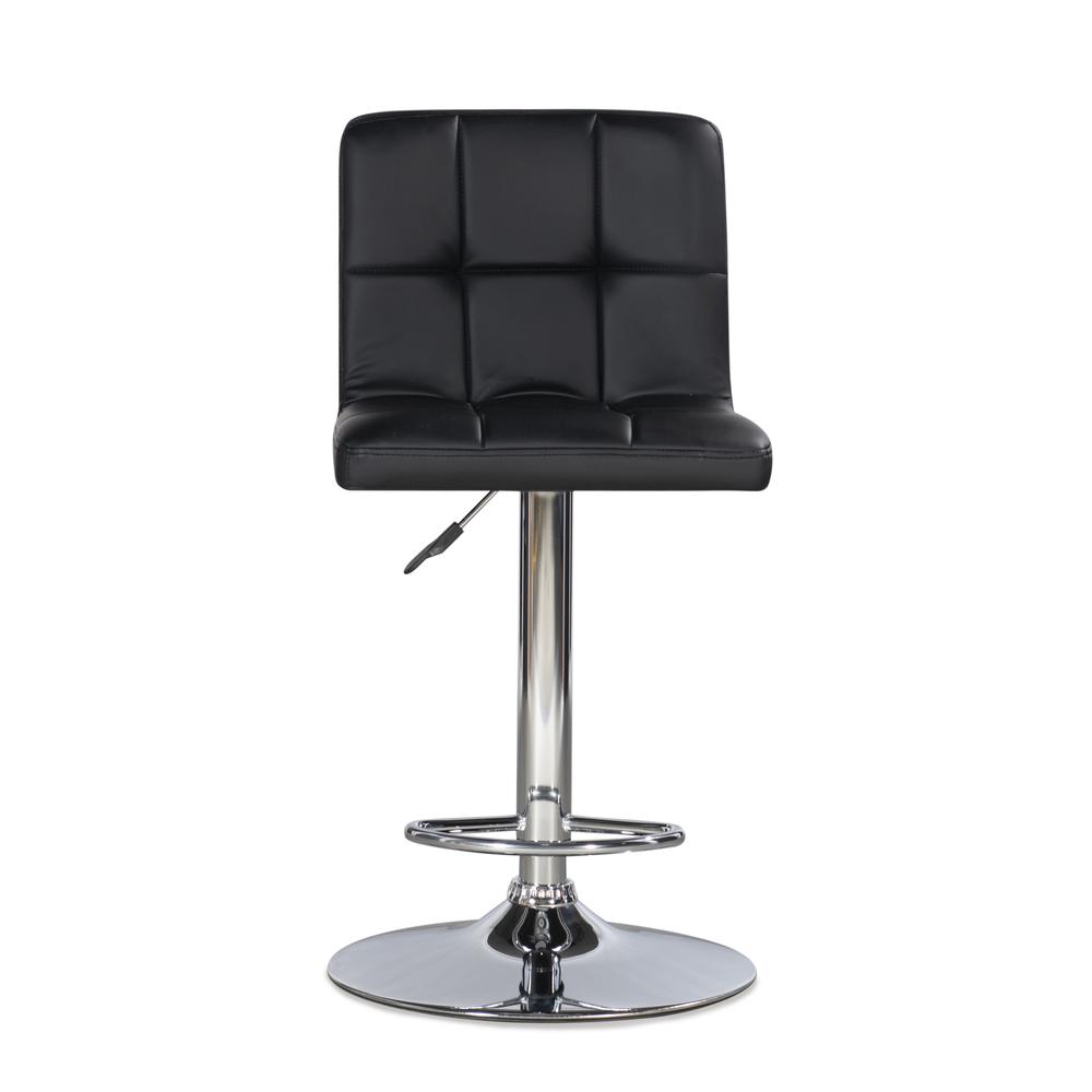 Black Quilted Faux Leather & Chrome Adjustable Height Bar Stool. Picture 6