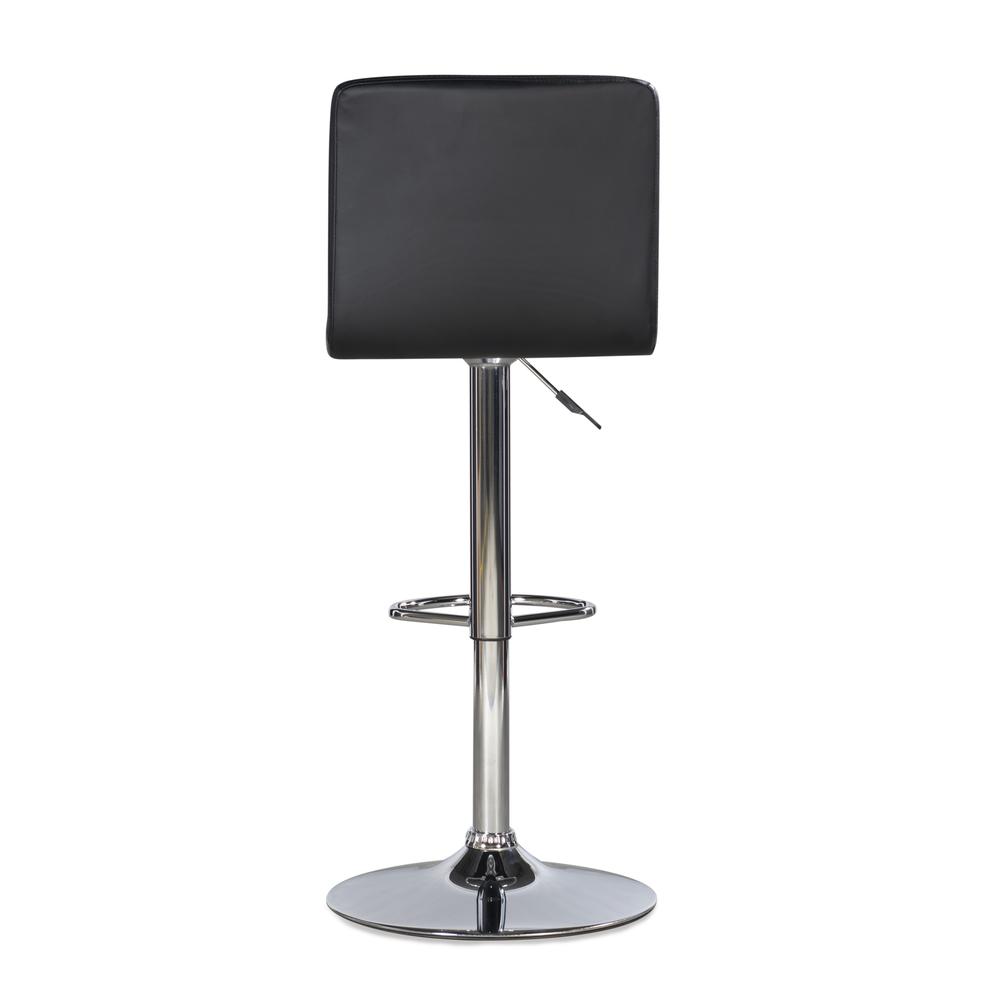 Black Quilted Faux Leather & Chrome Adjustable Height Bar Stool. Picture 3