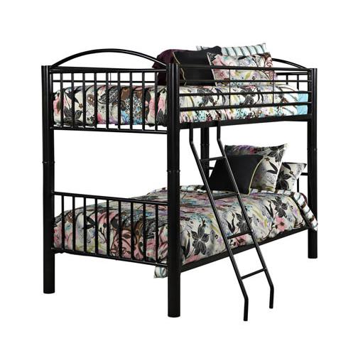 Heavy Metal Black Twin Over Twin Bunk Bed. Picture 1