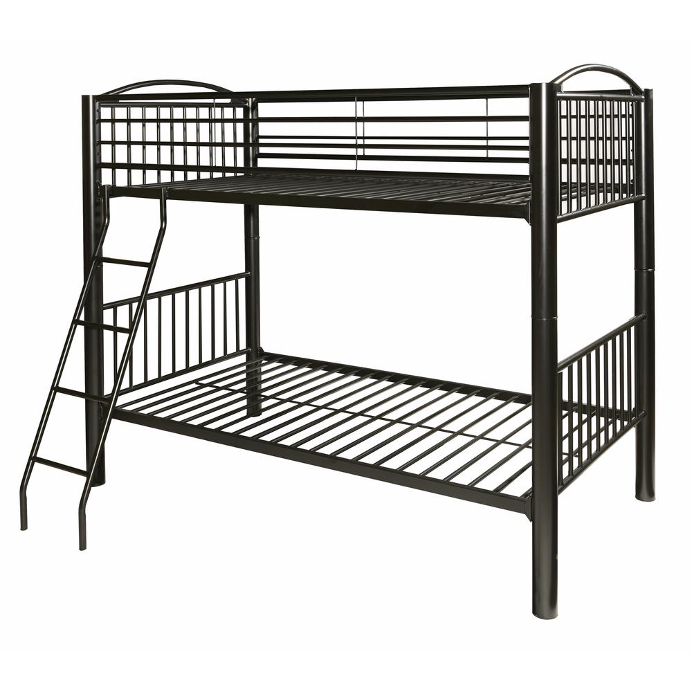 Heavy Metal Black Twin Over Twin Bunk Bed. Picture 5