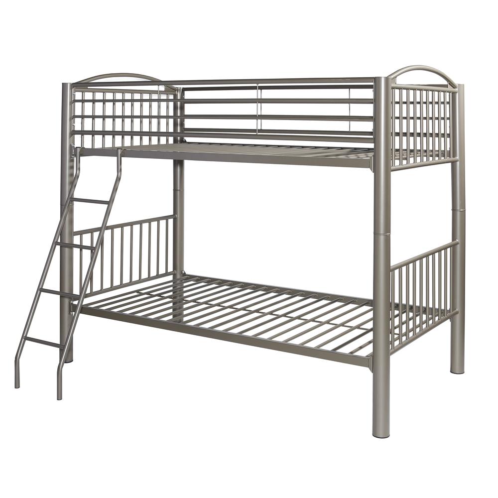 Heavy Metal Pewter Twin Over Twin Bunk Bed. Picture 4