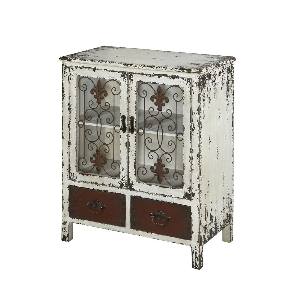 Parcel Antiqued White 2-Door, 2-Drawer Console. Picture 8