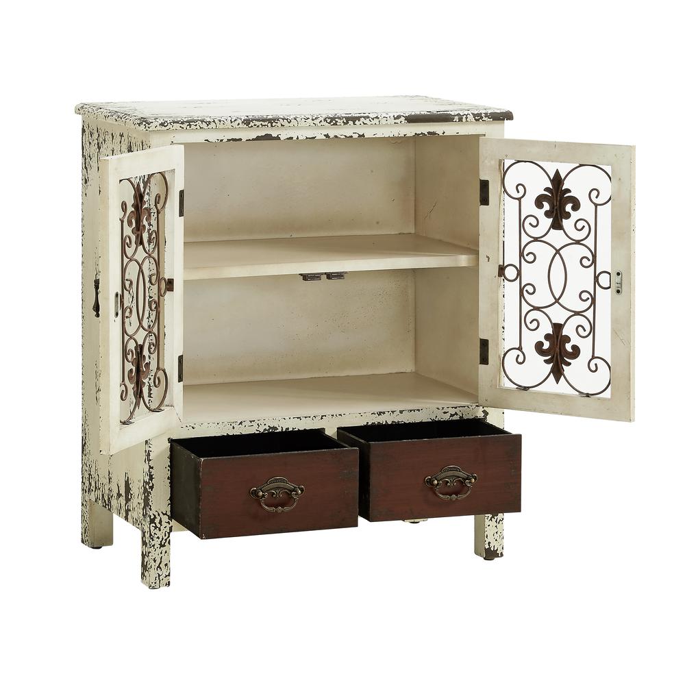 Parcel Antiqued White 2-Door, 2-Drawer Console. Picture 3
