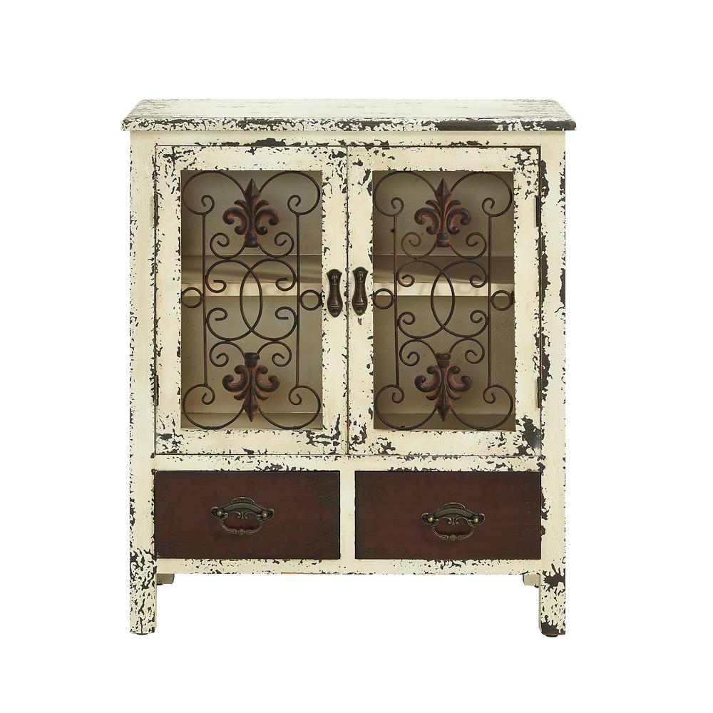 Parcel Antiqued White 2-Door, 2-Drawer Console. Picture 5