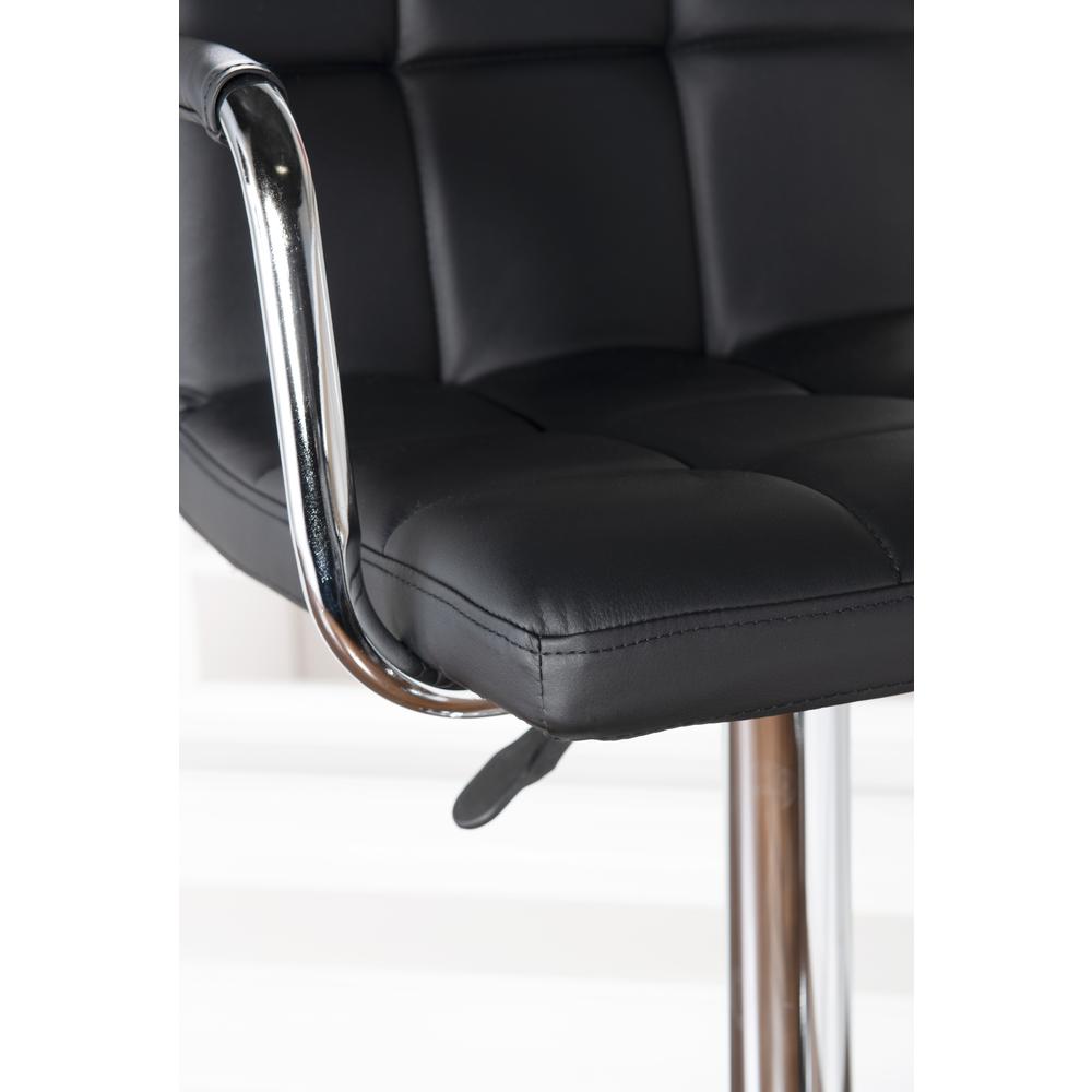 Black and Chrome Quilted Barstool. Picture 5
