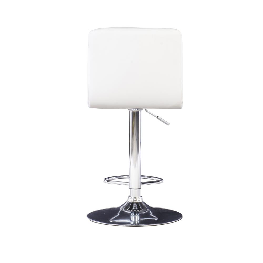 White Quilted Faux Leather & Chrome Adjustable Height Bar Stool. Picture 9
