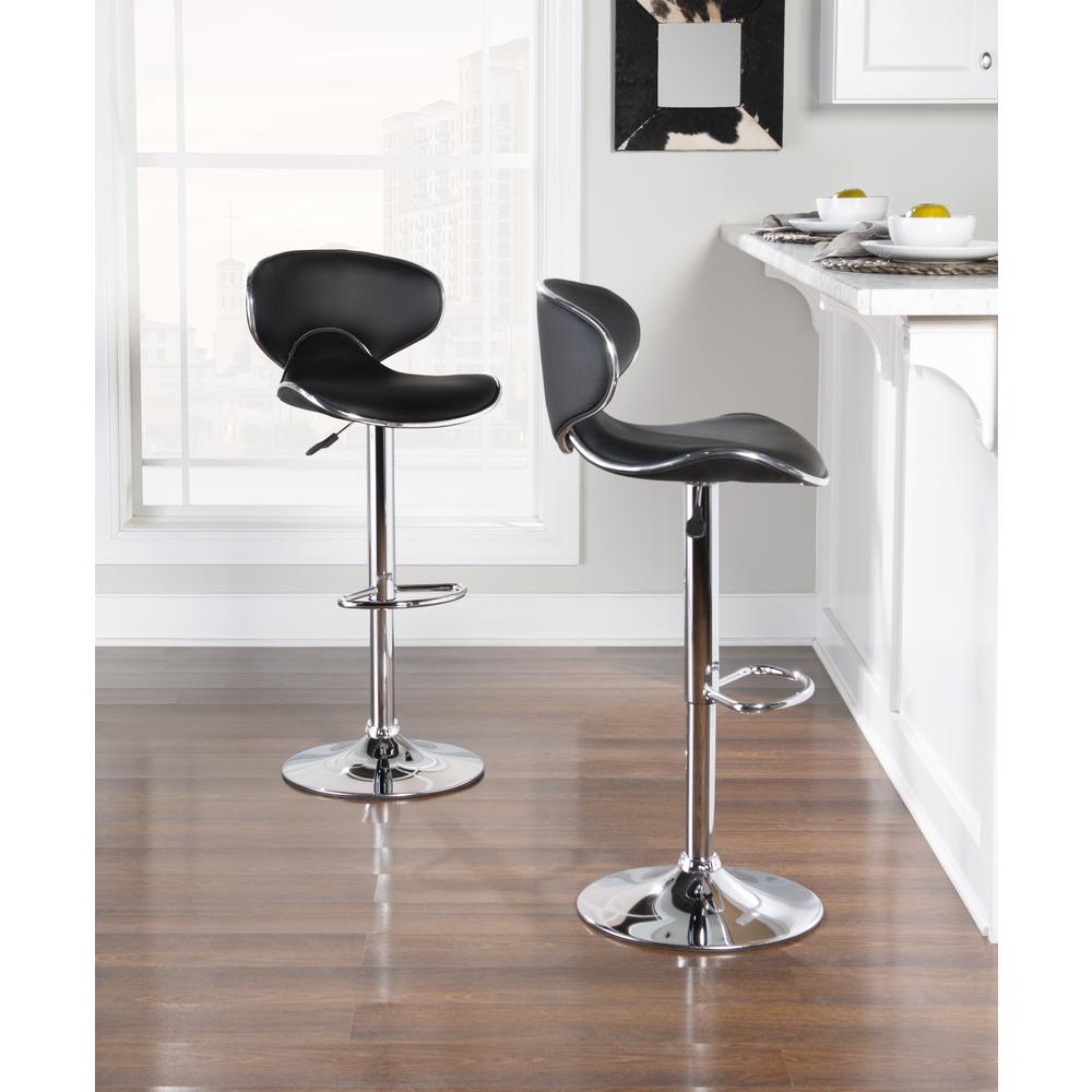 Chrome and Black PU Barstool. Picture 9