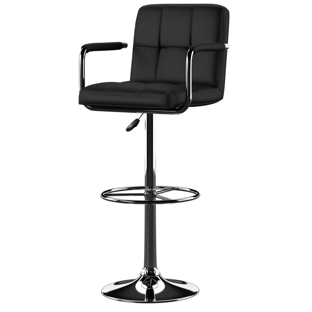 Black and Chrome Quilted Barstool. Picture 3