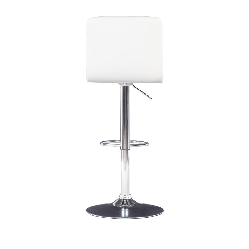 White Quilted Faux Leather & Chrome Adjustable Height Bar Stool. Picture 4