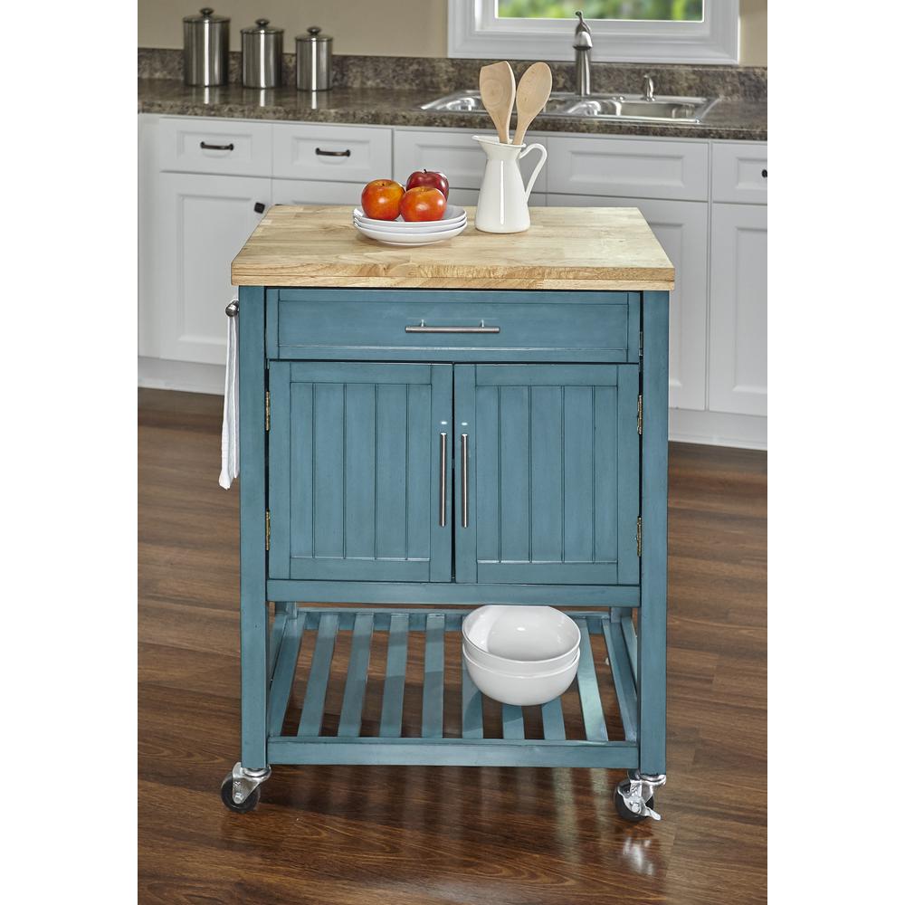 Conrad Teal Kitchen Cart. Picture 9