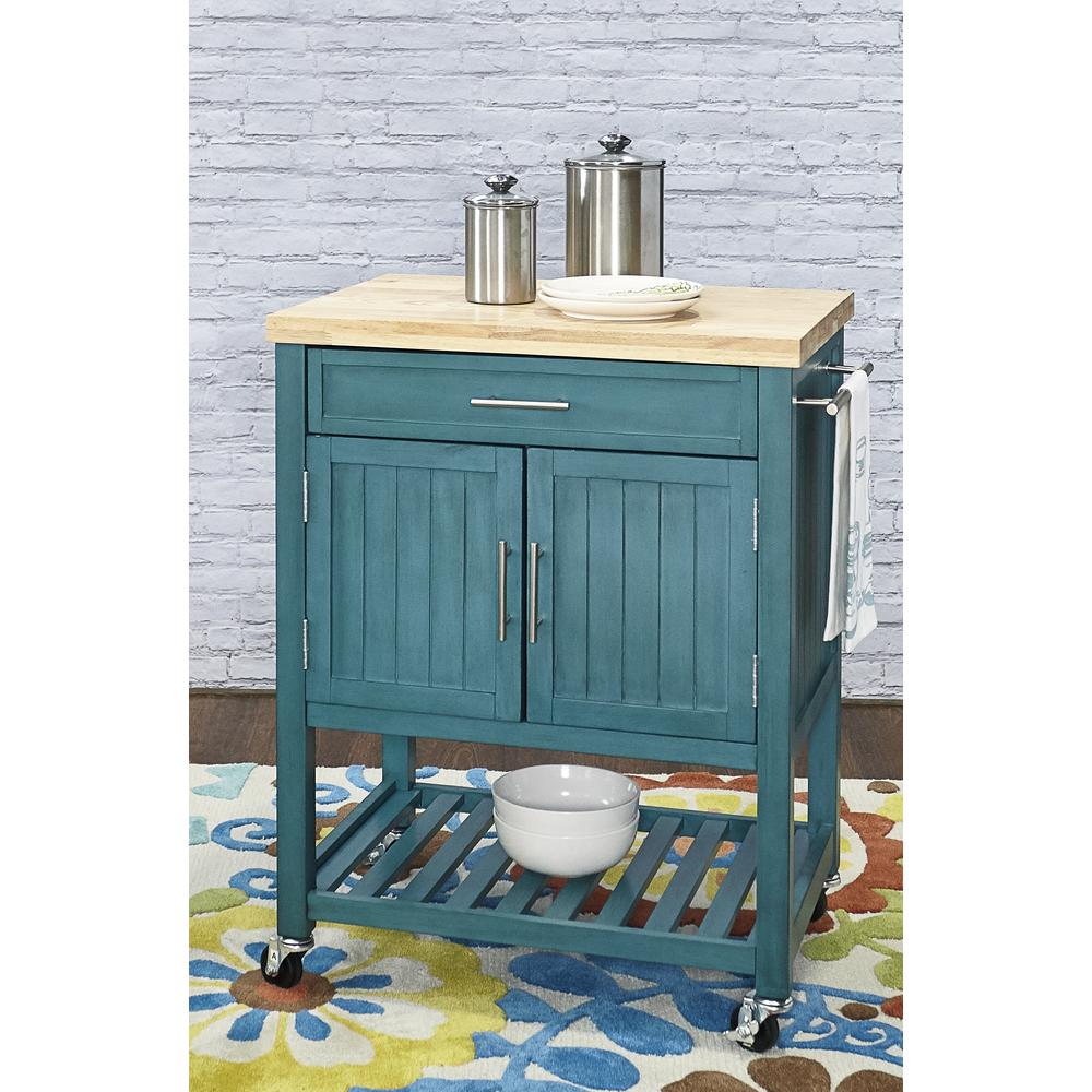 Conrad Teal Kitchen Cart. Picture 2