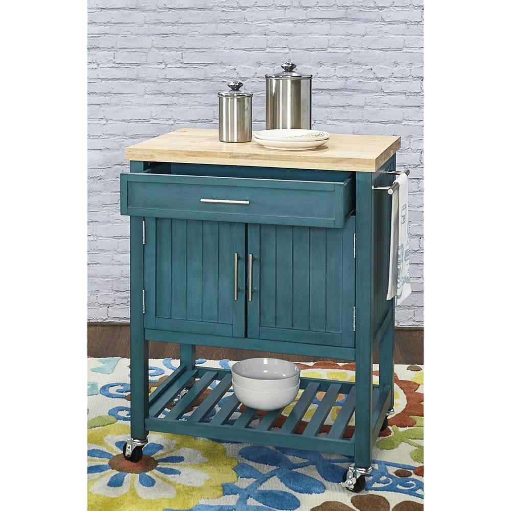 Conrad Teal Kitchen Cart. Picture 3