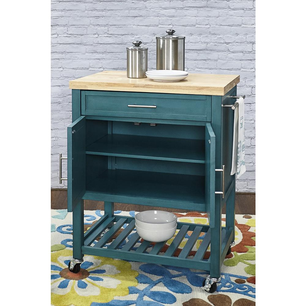 Conrad Teal Kitchen Cart. Picture 4