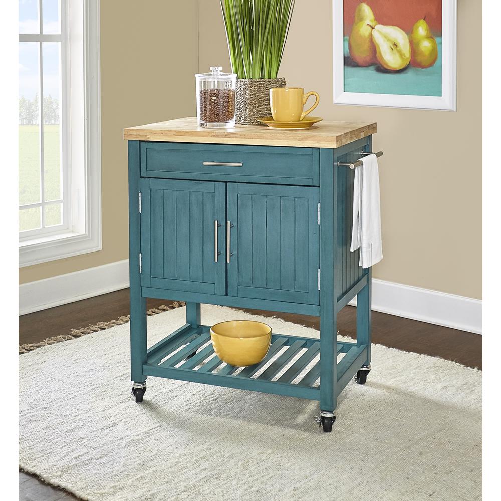 Conrad Teal Kitchen Cart. Picture 6