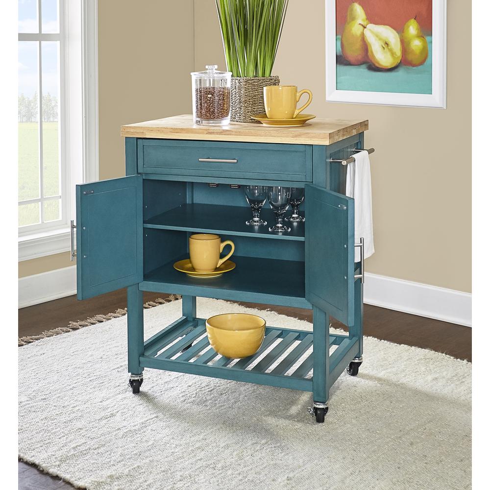 Conrad Teal Kitchen Cart. Picture 7
