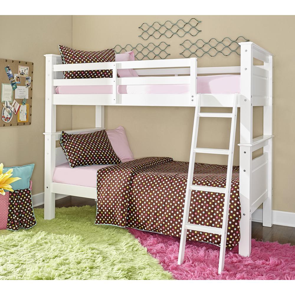 Beckett Twin Over Twin Bunk Bed, White. Picture 1