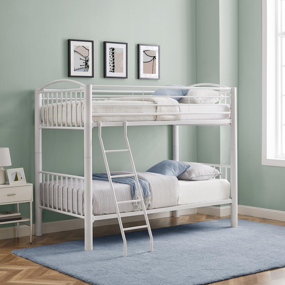 Heavy Metal Twin Twin White Bunk Bed. Picture 13