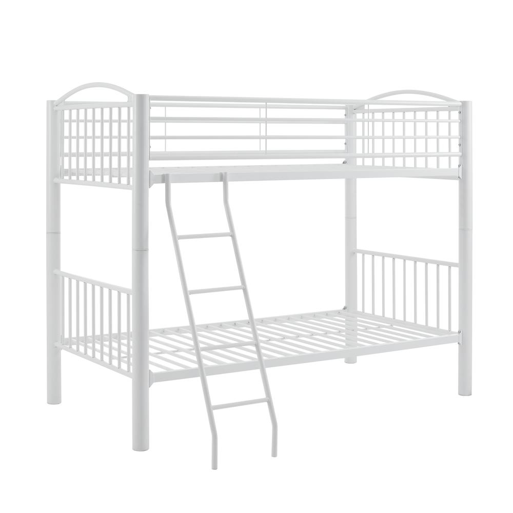 Heavy Metal Twin Twin White Bunk Bed. Picture 1