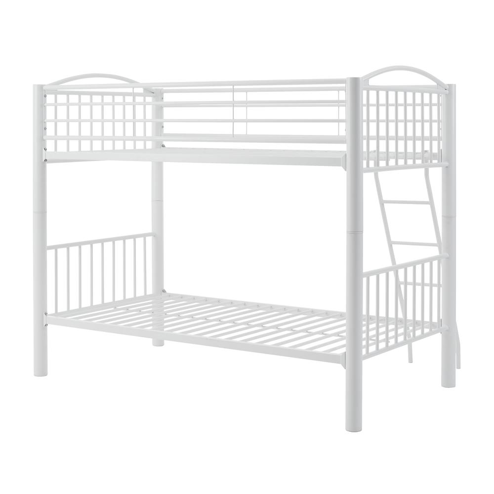 Heavy Metal Twin Twin White Bunk Bed. Picture 6
