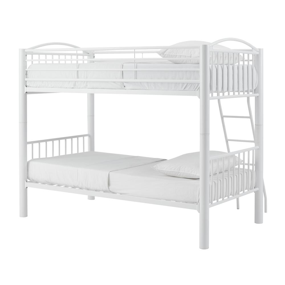 Heavy Metal Twin Twin White Bunk Bed. Picture 5