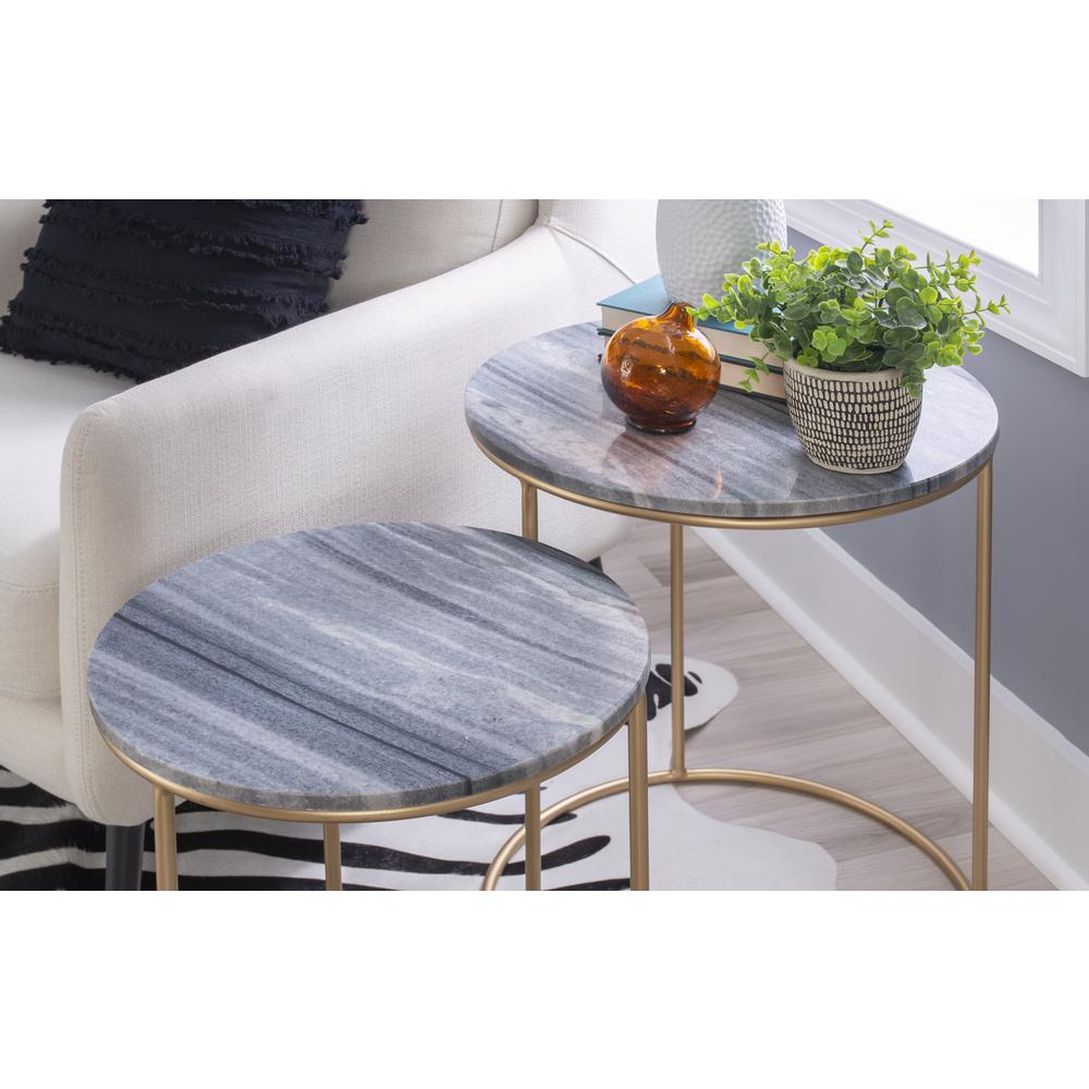 Fonner Nesting Tables Grey Marble. Picture 8