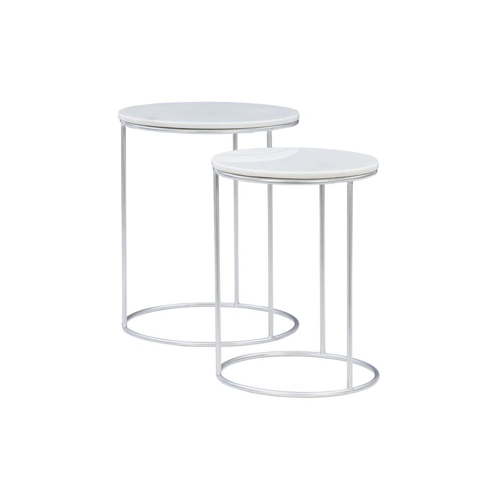 Fonner Nesting Tables White Marble. Picture 1
