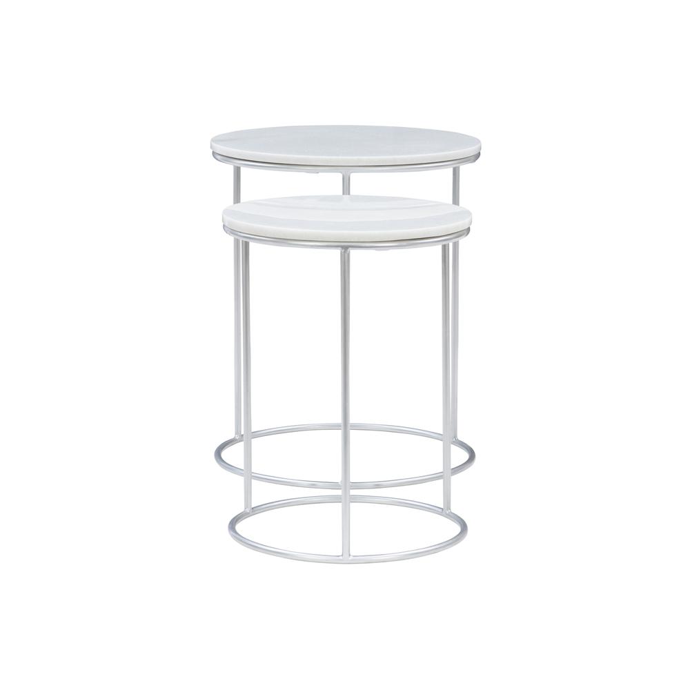 Fonner Nesting Tables White Marble. Picture 2