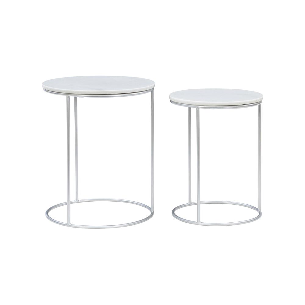 Fonner Nesting Tables White Marble. Picture 3
