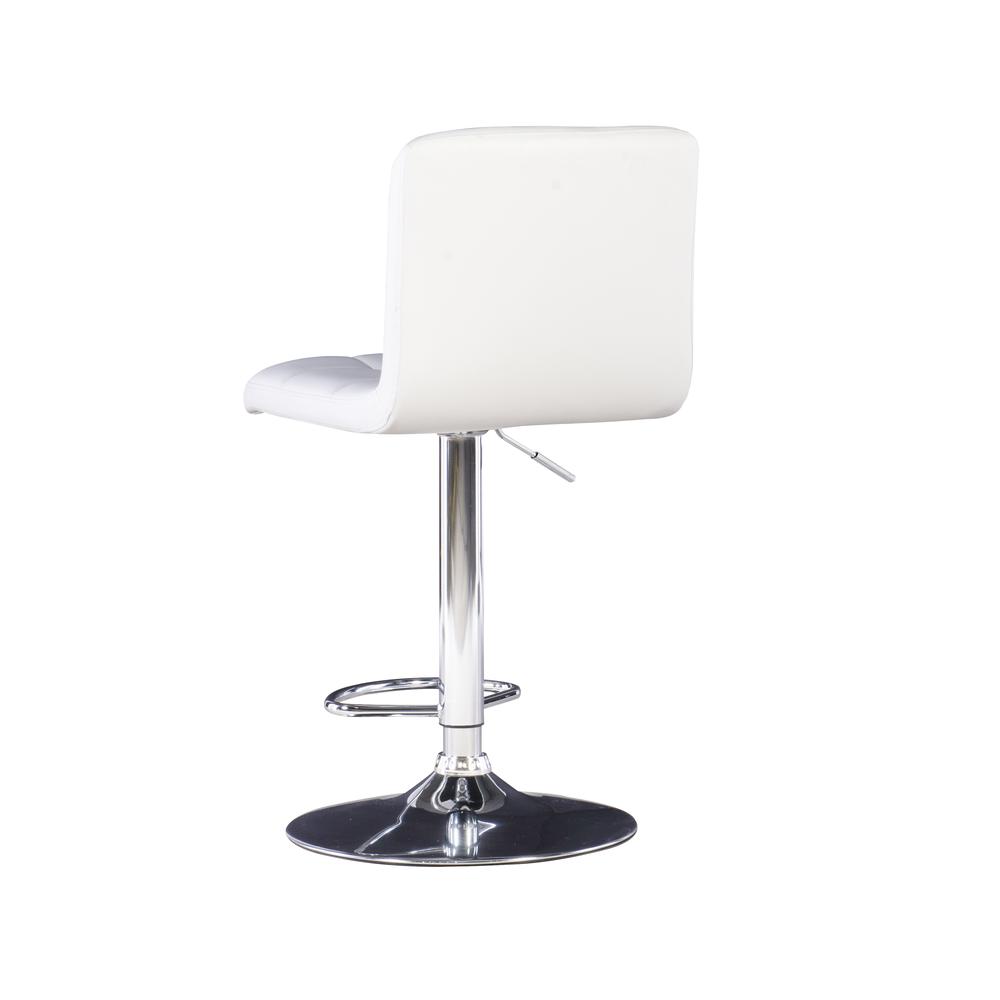White Quilted Faux Leather & Chrome Adjustable Height Bar Stool. Picture 8