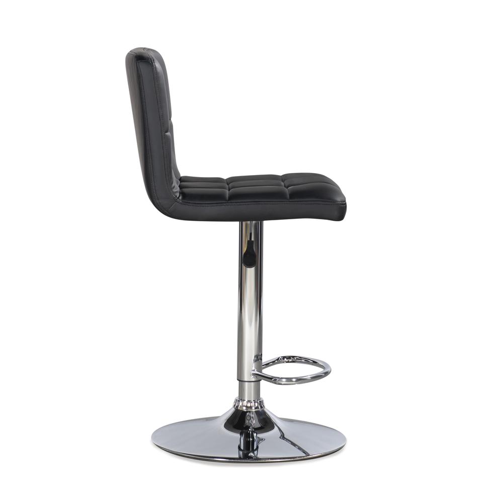 Black Quilted Faux Leather & Chrome Adjustable Height Bar Stool. Picture 7