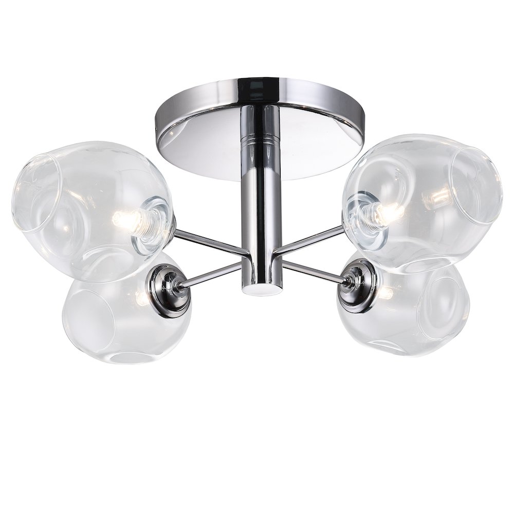 4 Light Semi Flush, Polished Chrome with Clear Glass. Picture 1