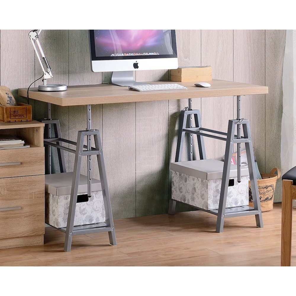 Adjustable Height Writing Desk with Sturdy Metal Base. Picture 1