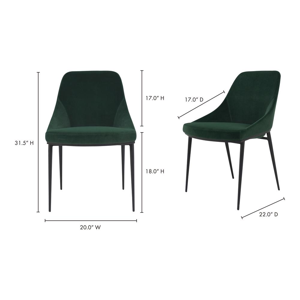 Sedona Dining Chair Green Velvet-Set Of Two. Picture 16