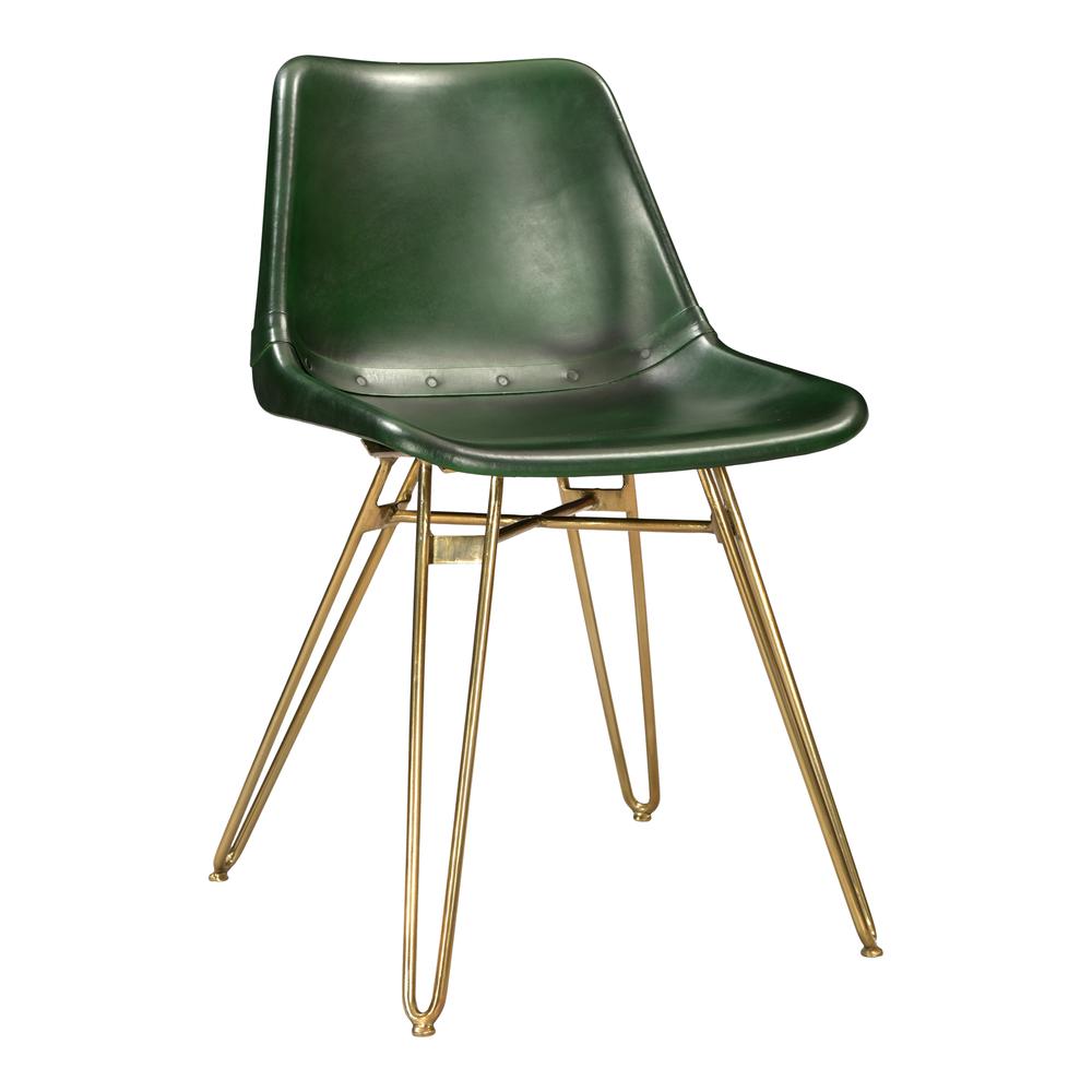 Modern Green Leather Dining Chairs - Set of Two, Belen Kox. Picture 2