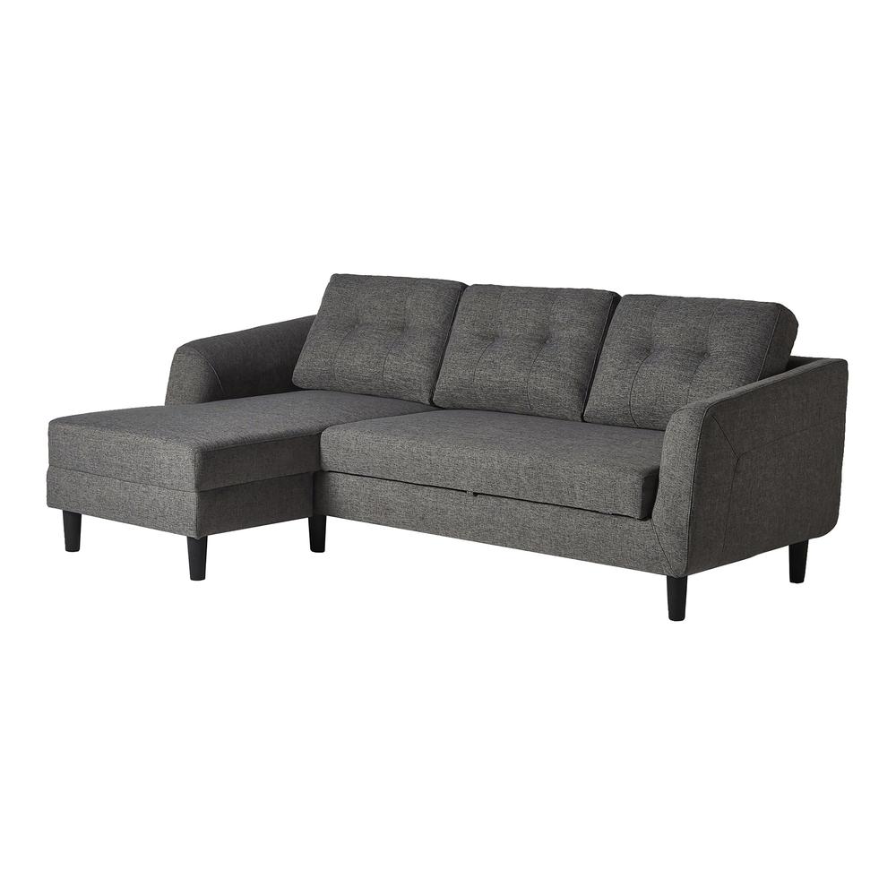 Belagio Sofa Bed With Chaise Charcoal Left. Picture 2