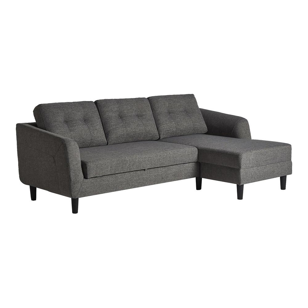 Belagio Sofa Bed With Chaise Charcoal Right. Picture 2